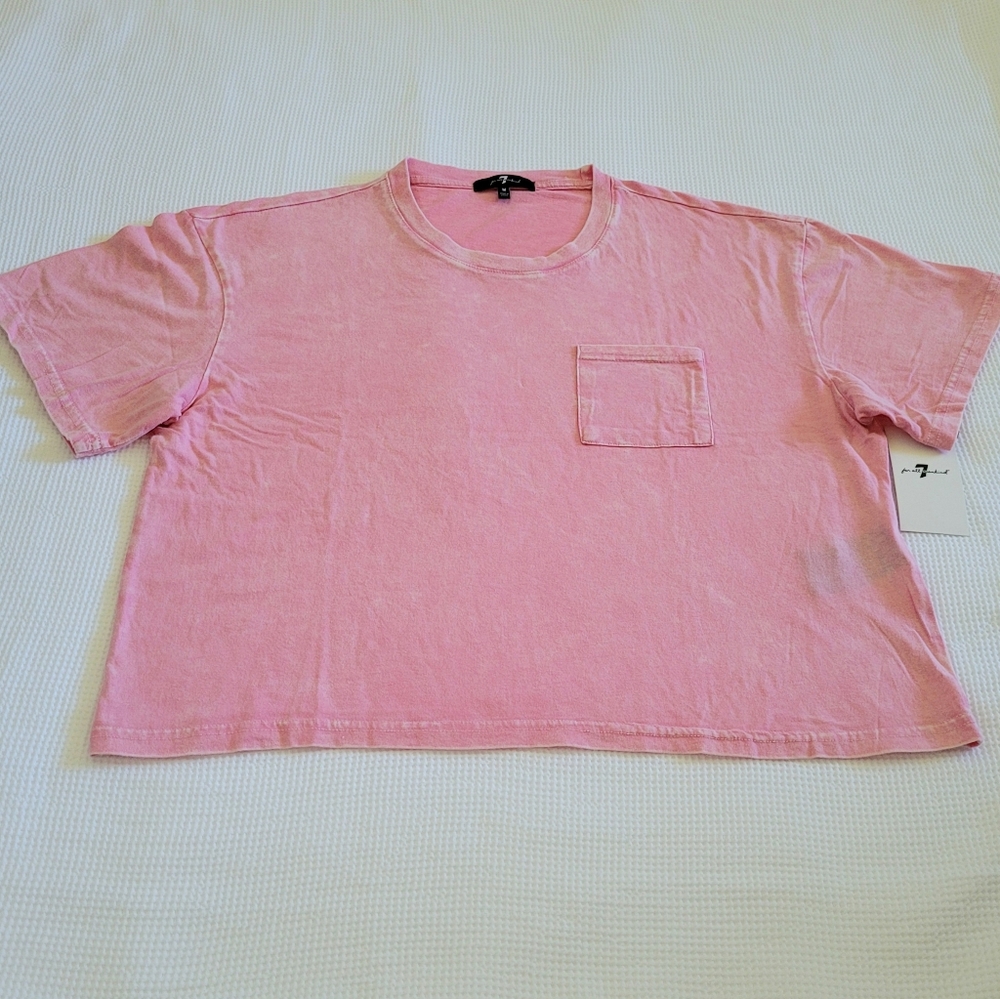 7 For All Mankind Pink💗 Stonewashed Tee - NWT - Picture 10 of 12